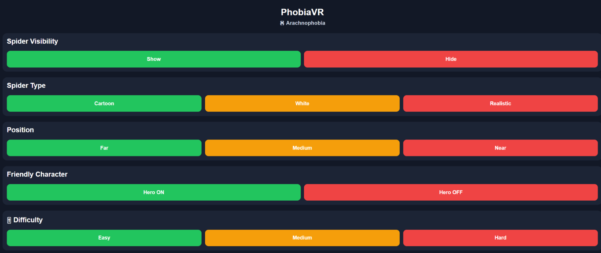 Arachnophobia professional control interface