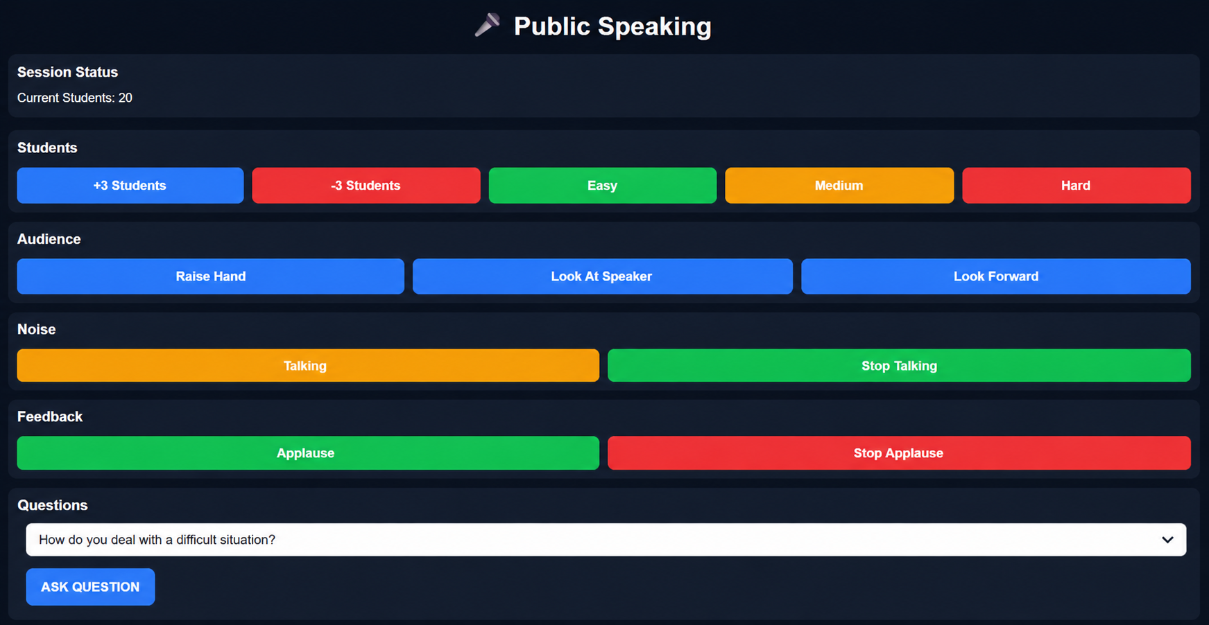 Public Speaking professional control interface